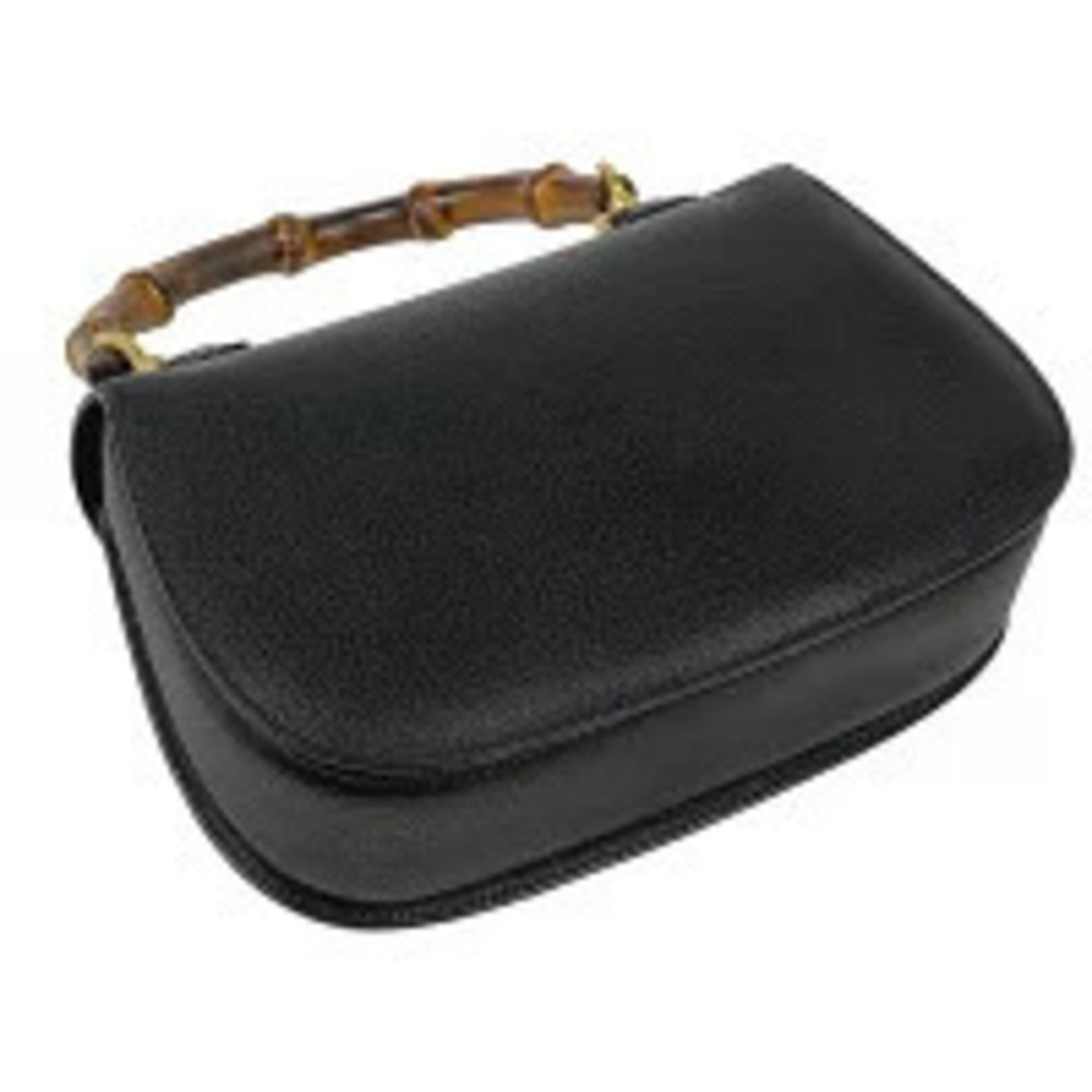 Gucci Shoulder 2way Black Bamboo Leather Bag Black